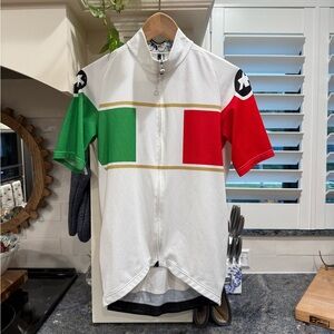 Assos White Cycling Jersey with Red and Green Panels
